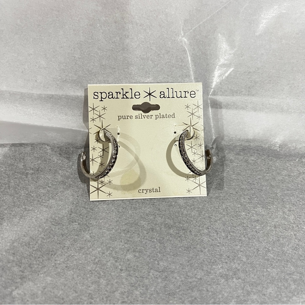 Sparkle Allure Pure Silver Plated Crystal Hoop Earrings Rhinestone